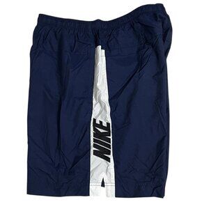 Vintage 1990s NIKE Nylon Shorts Blue / White Color Block Logo Men's Size Large